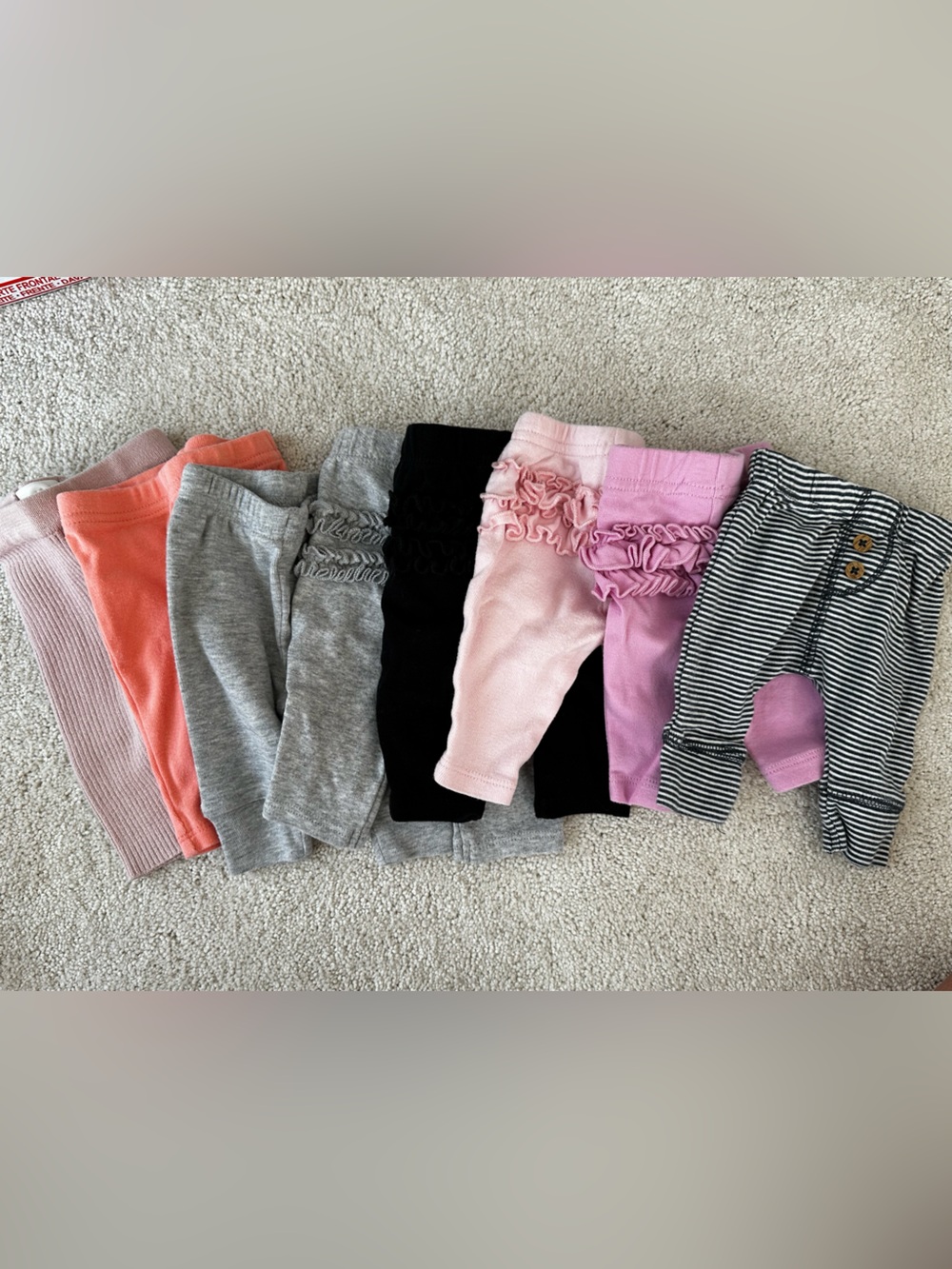 Baby Girls Mixed Leggings Bundle - Pink, Coral, Gray, Black, Purple, Striped